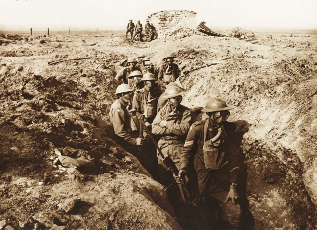 Solders in a trench
